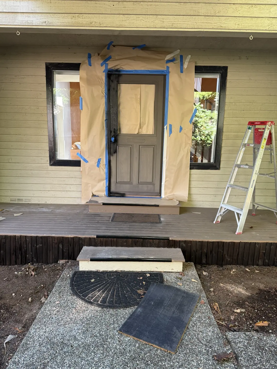 Front entry during masking and paint preparation